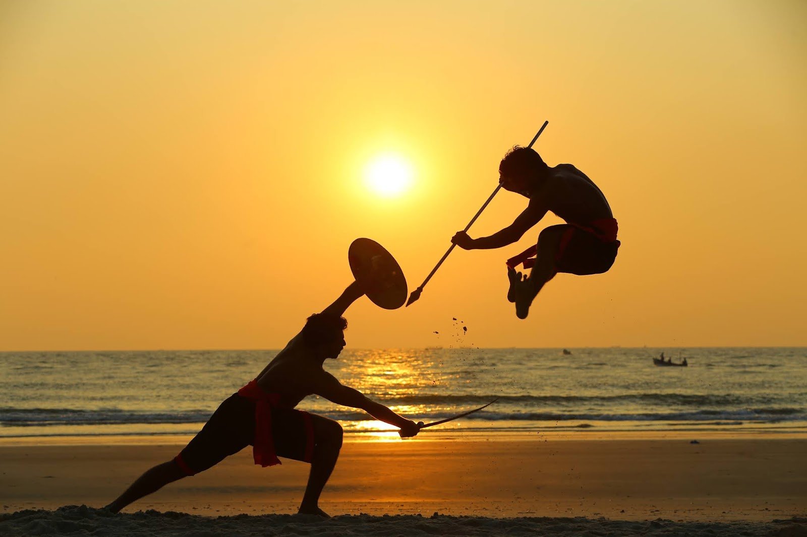 Home kadathanattu kalari vadakara kalari performance at the backdrop of sunset